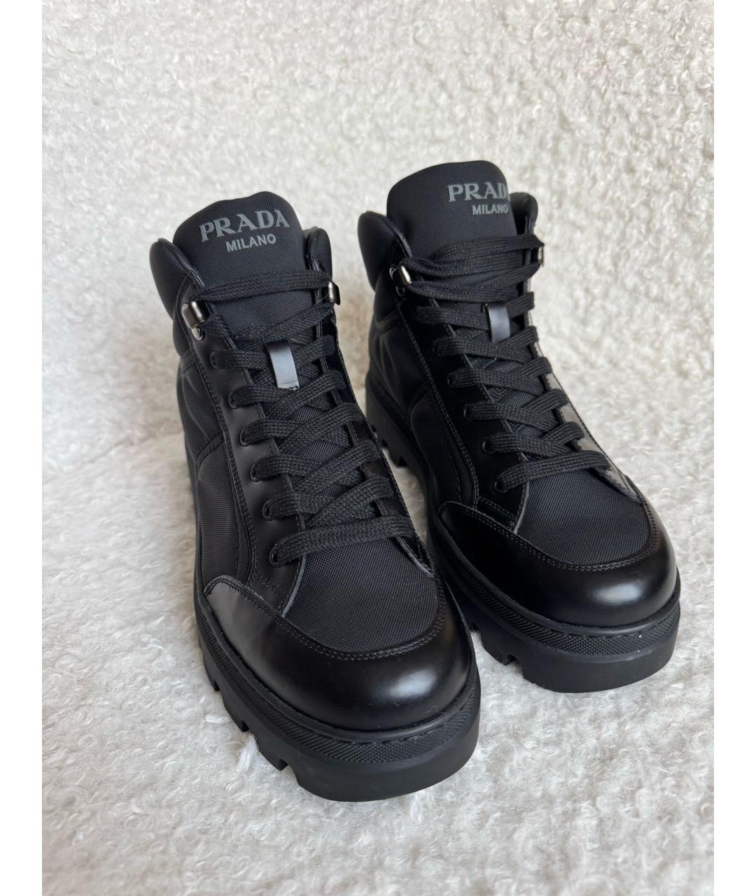 PRADA Черные кожаные высокие ботинки, фото 2