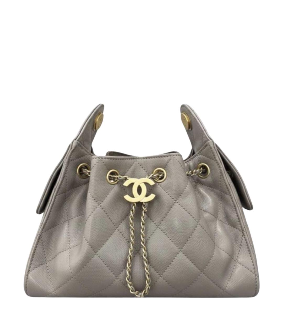 CHANEL Серая кожаная сумка тоут, фото 1