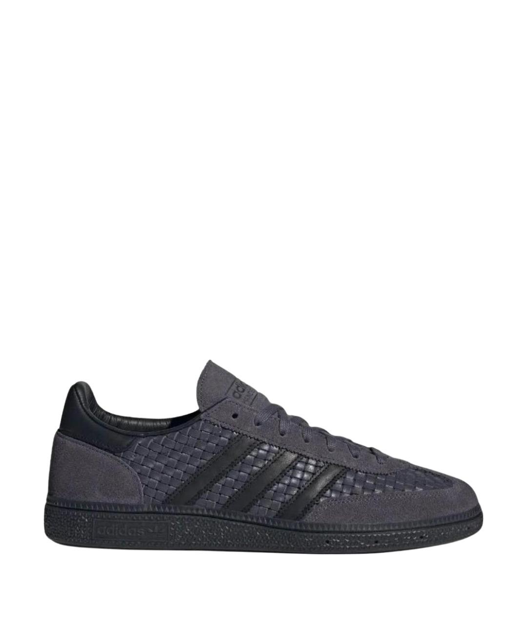 ADIDAS Антрацитовые кожаные низкие кроссовки / кеды, фото 1
