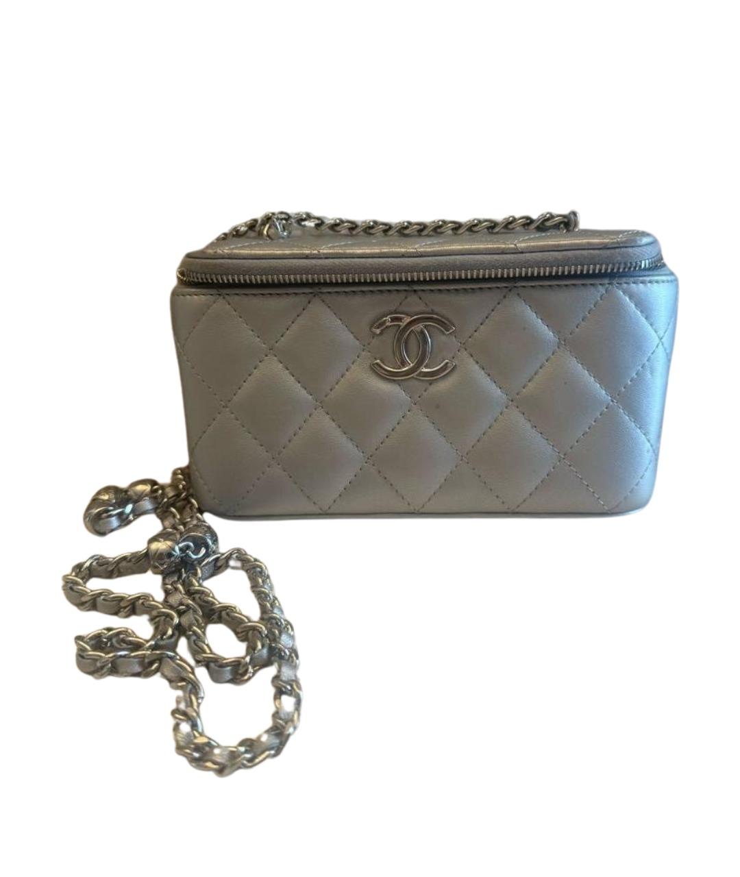 CHANEL Серебряная кожаная сумка через плечо, фото 1