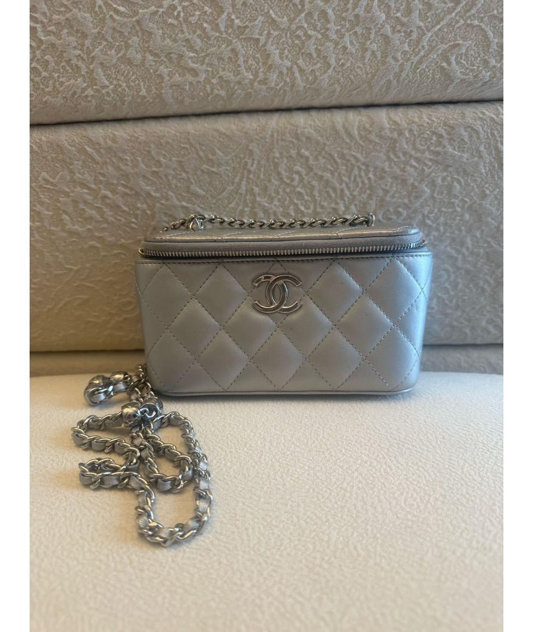 CHANEL Серебряная кожаная сумка через плечо, фото 5
