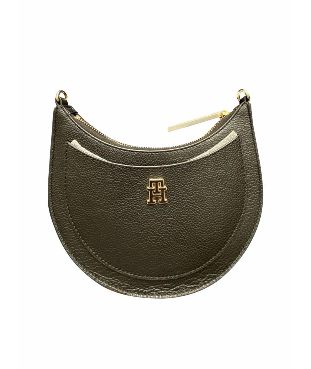 TOMMY HILFIGER Черная кожаная сумка через плечо, фото 1