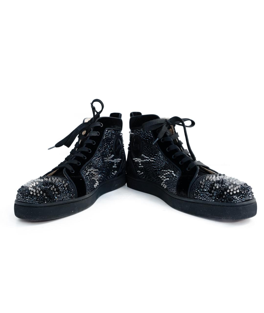 CHRISTIAN LOUBOUTIN Черные кожаные высокие кроссовки / кеды, фото 4