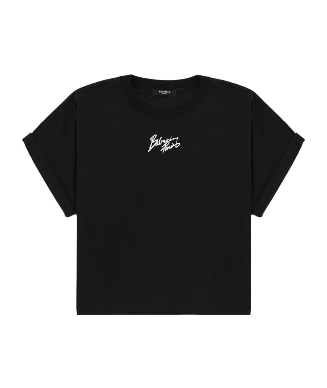 BALMAIN Черная хлопковая футболка, фото 1