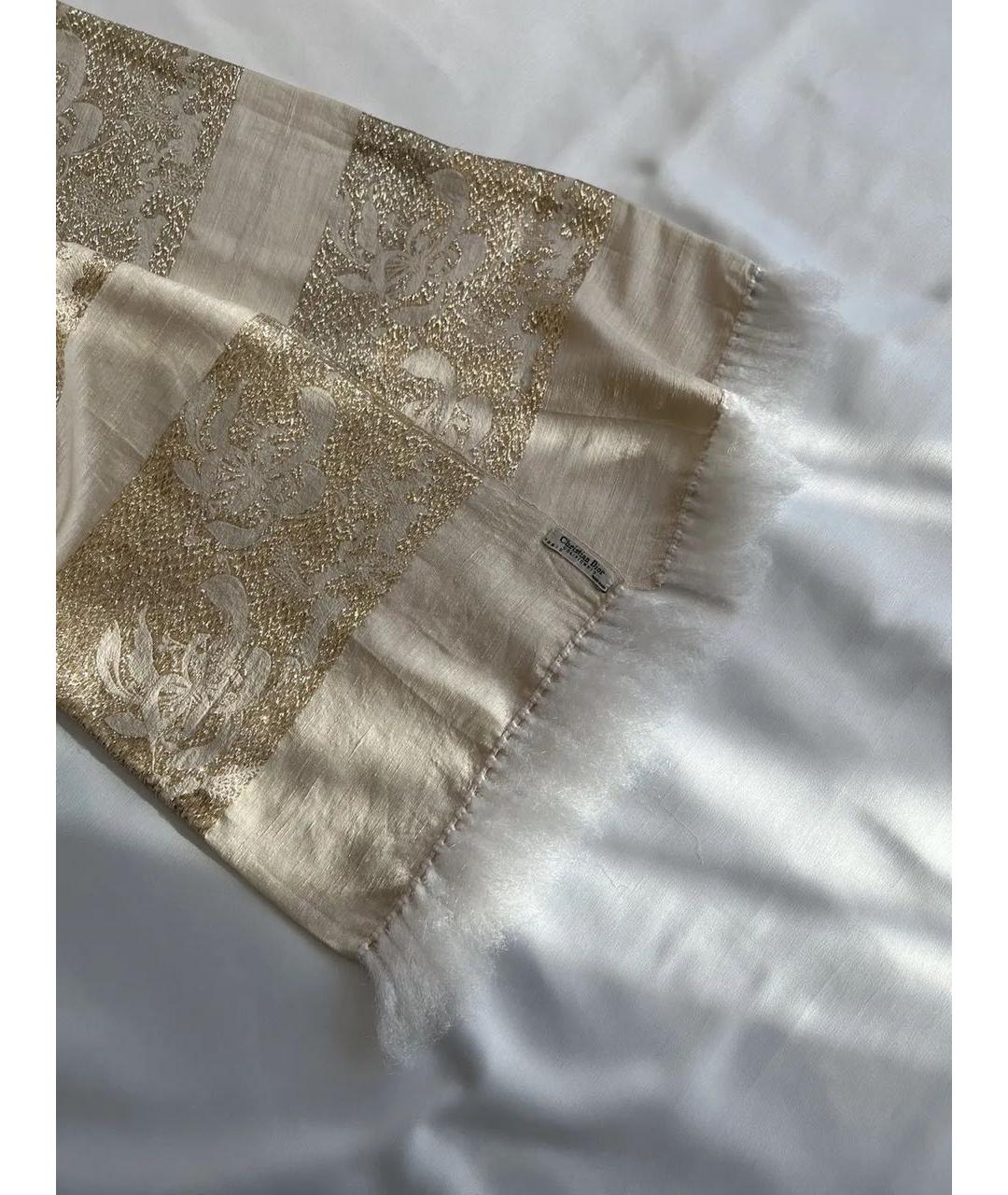 CHRISTIAN DIOR Бежевый шелковый платок, фото 5