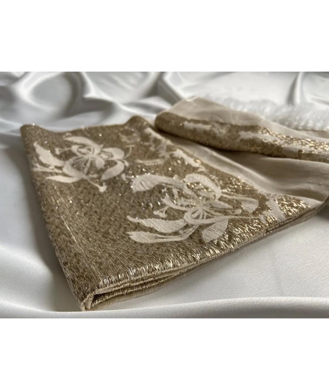 CHRISTIAN DIOR Бежевый шелковый платок, фото 7