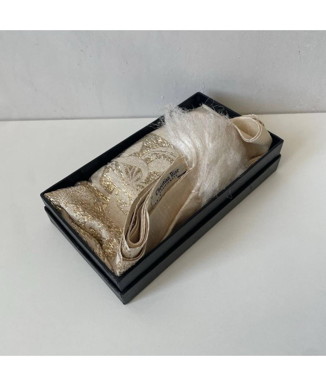 CHRISTIAN DIOR Бежевый шелковый платок, фото 4