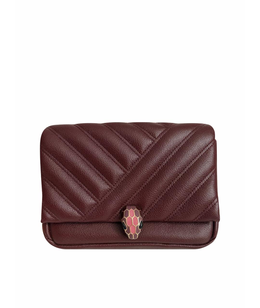 BVLGARI Бордовая кожаная сумка через плечо, фото 1