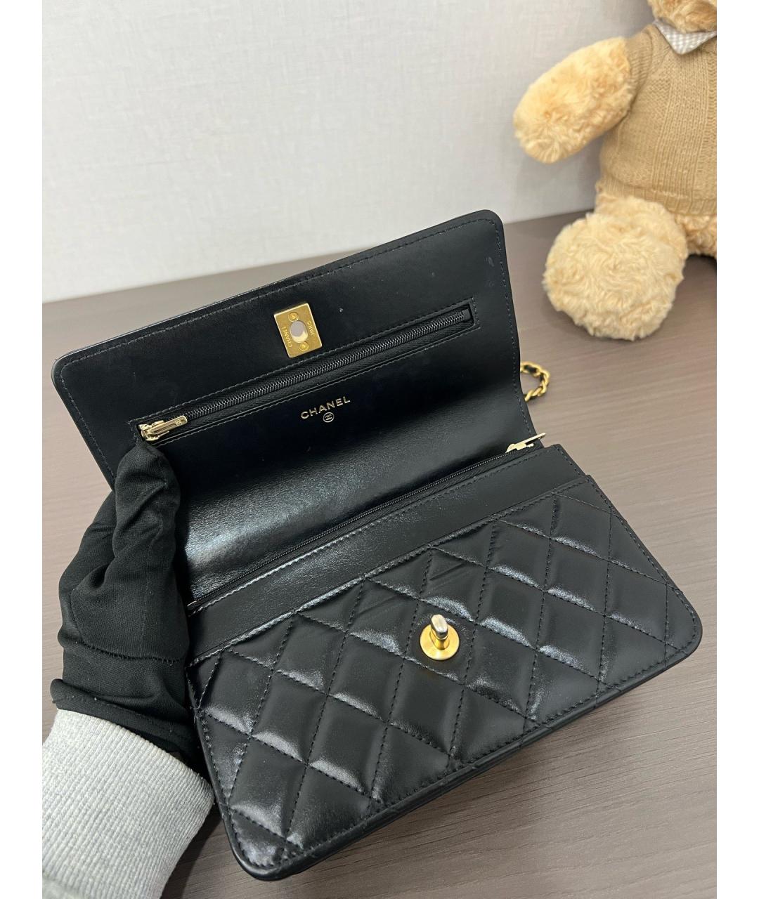 CHANEL Черная кожаная сумка через плечо, фото 7