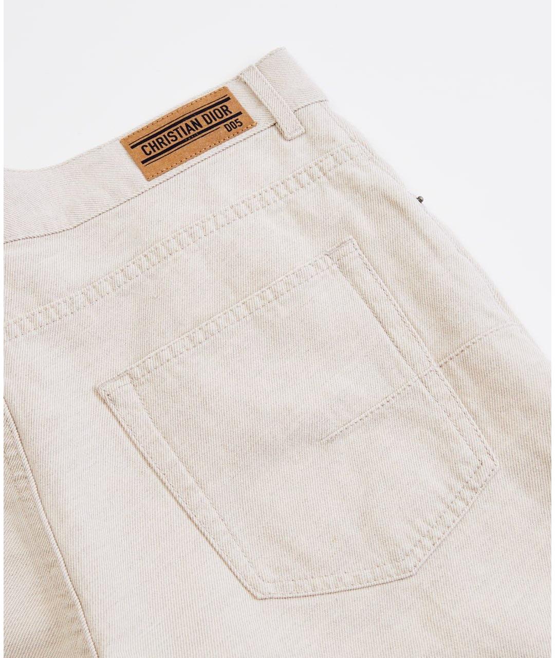 CHRISTIAN DIOR Бежевые хлопковые прямые джинсы, фото 4
