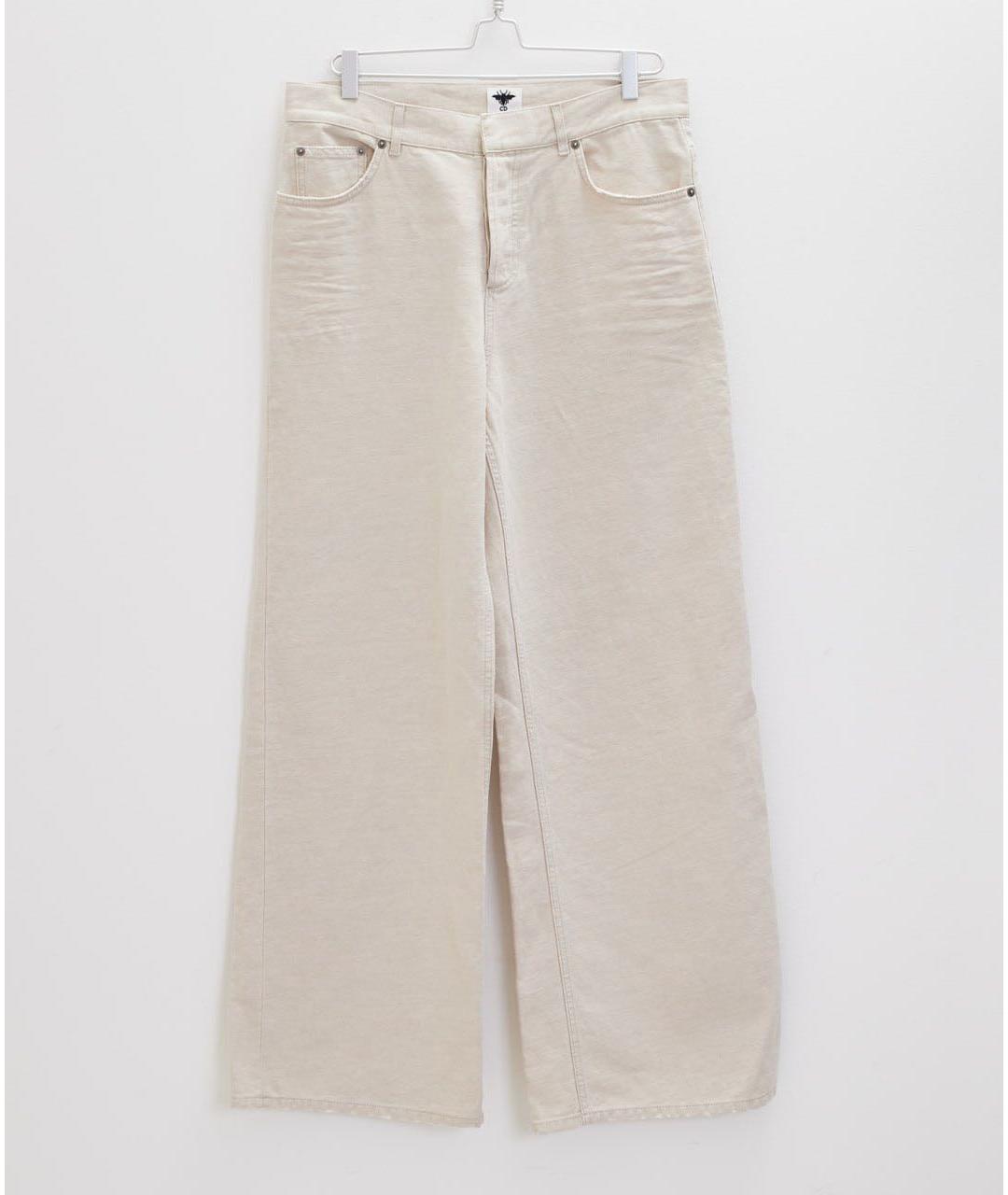 CHRISTIAN DIOR Бежевые хлопковые прямые джинсы, фото 5