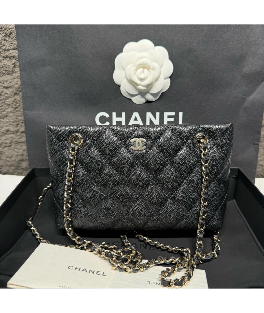 CHANEL Черная кожаная сумка через плечо, фото 7