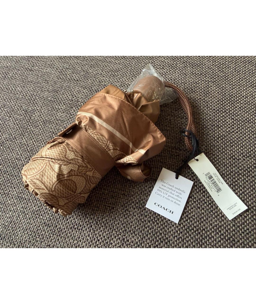 COACH Коричневый зонт, фото 2