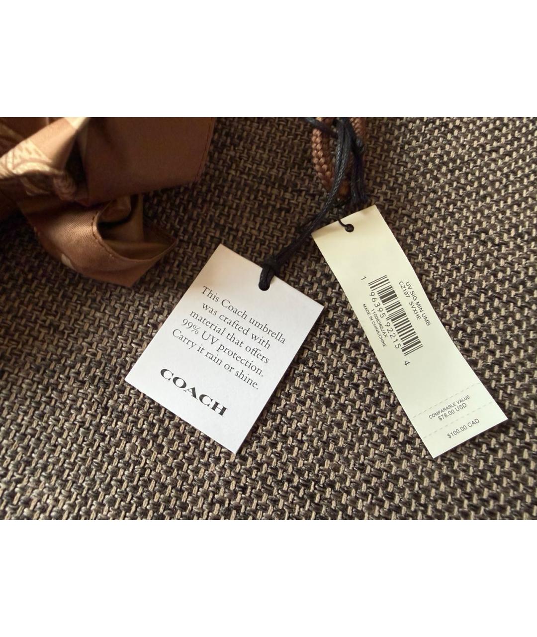 COACH Коричневый зонт, фото 5