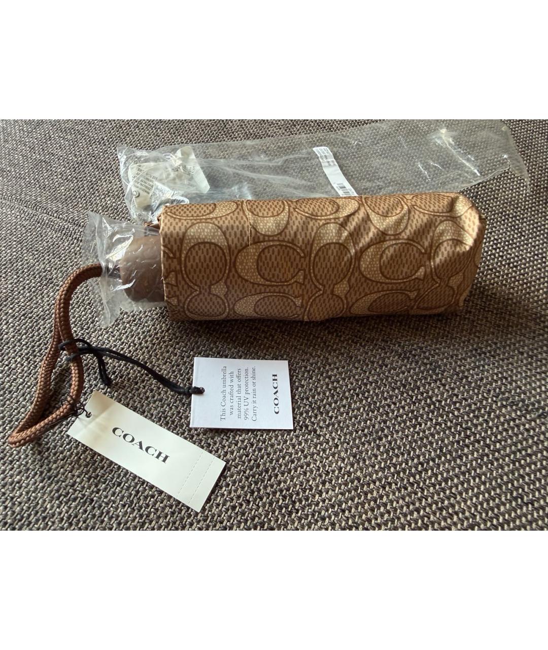 COACH Коричневый зонт, фото 3