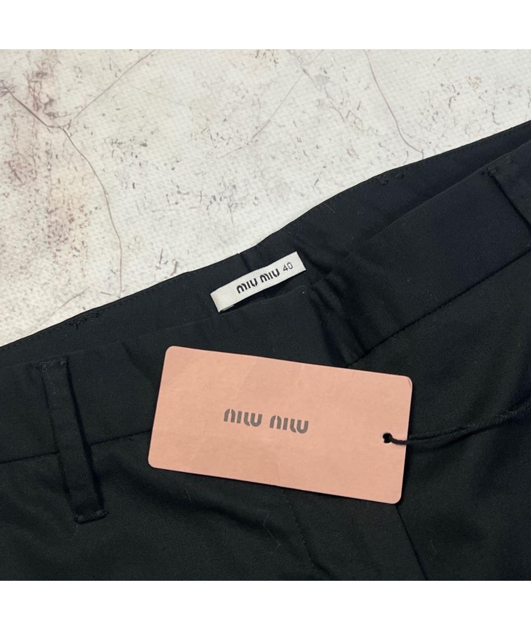 MIU MIU Черные хлопко-эластановые брюки узкие, фото 4