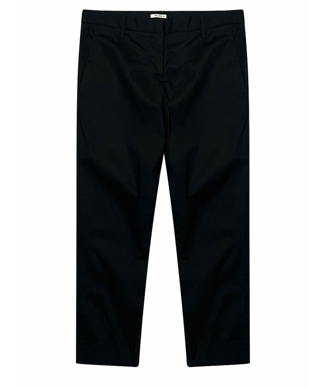 MIU MIU Черные хлопко-эластановые брюки узкие, фото 1