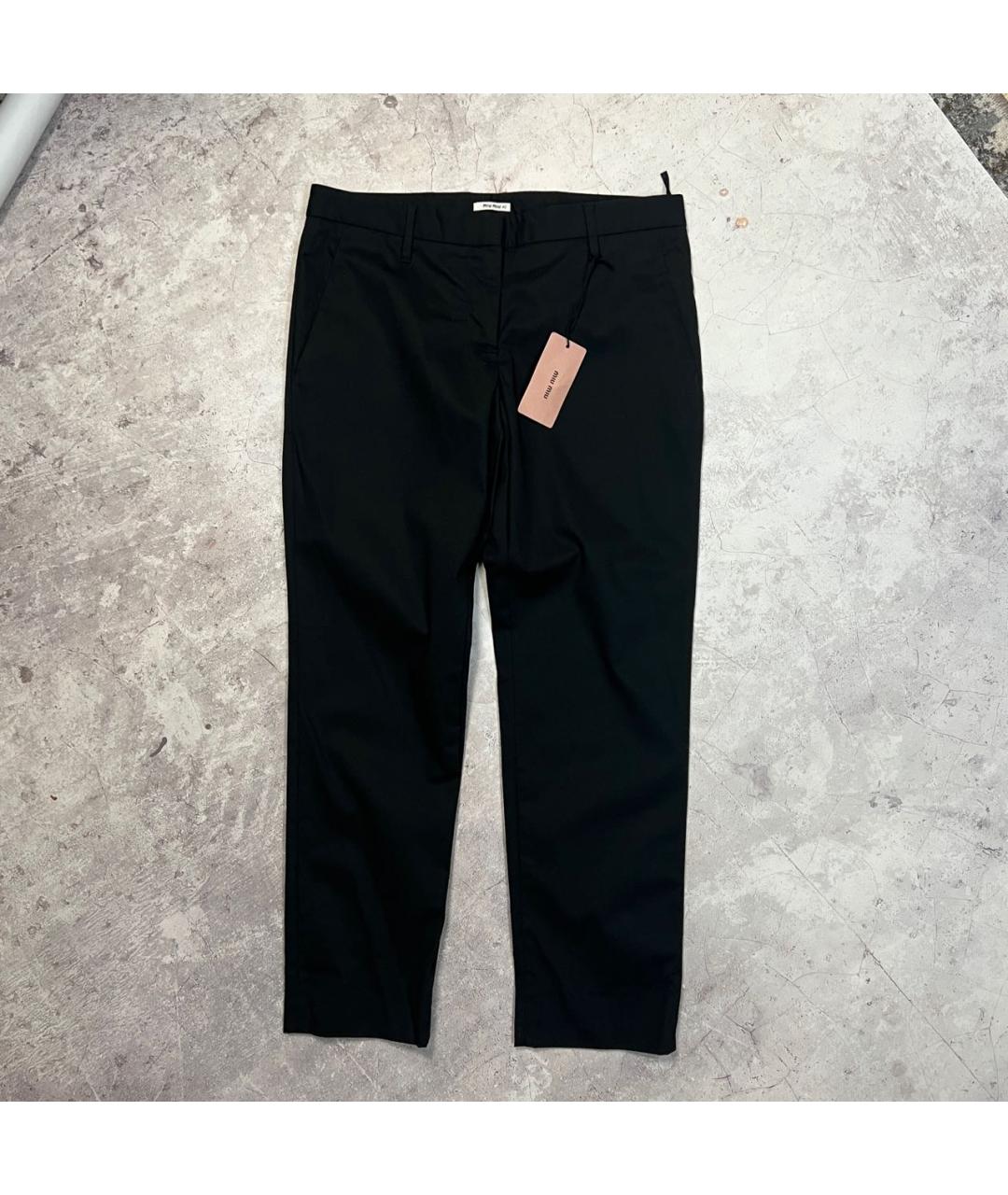 MIU MIU Черные хлопко-эластановые брюки узкие, фото 9