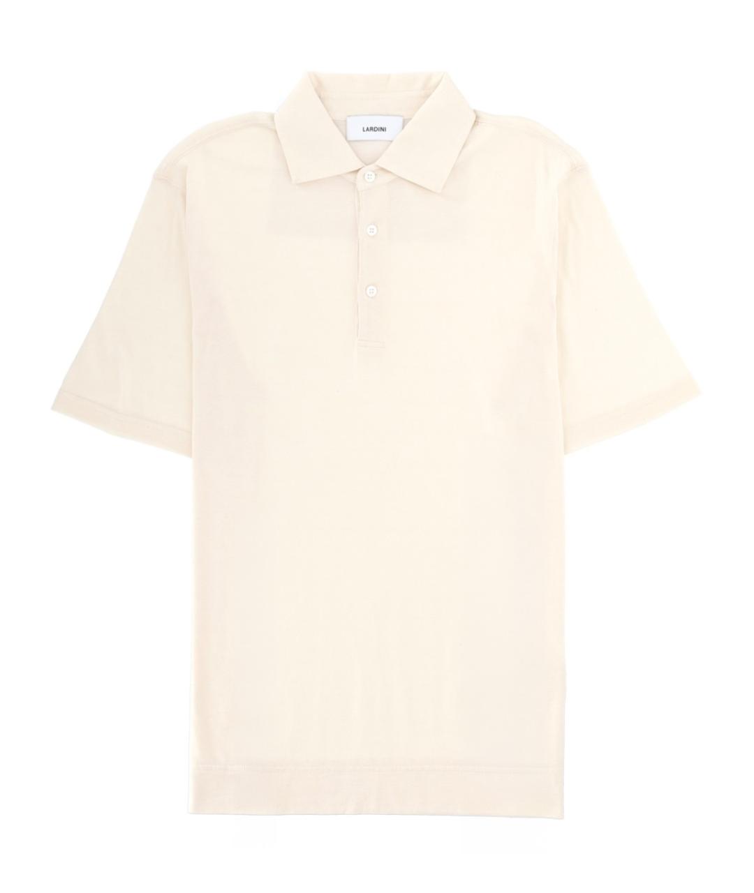 LARDINI Бежевое хлопковое поло с коротким рукавом, фото 1