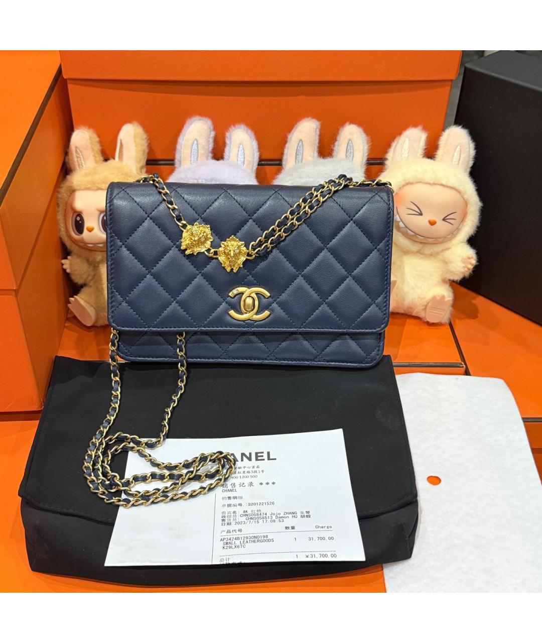 CHANEL Синяя кожаная сумка через плечо, фото 10