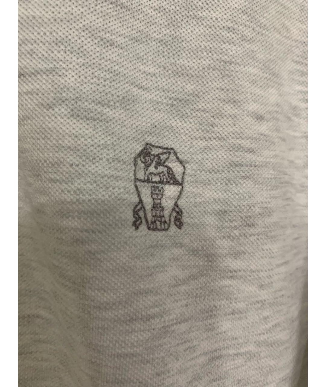 BRUNELLO CUCINELLI Серое хлопковое поло с коротким рукавом, фото 5