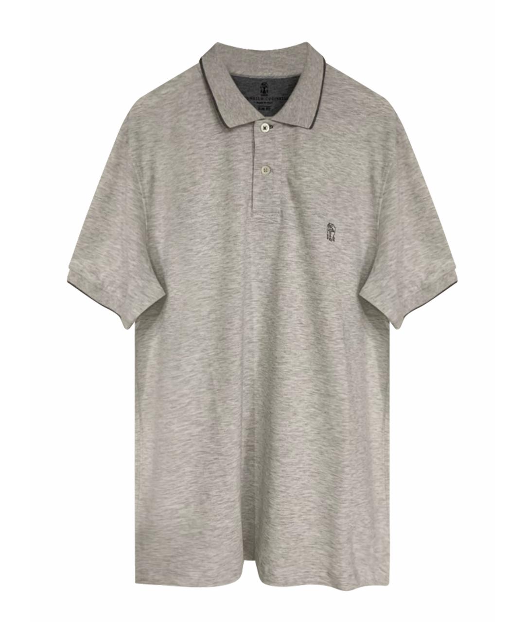 BRUNELLO CUCINELLI Серое хлопковое поло с коротким рукавом, фото 1