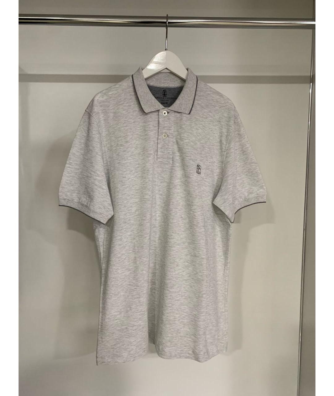 BRUNELLO CUCINELLI Серое хлопковое поло с коротким рукавом, фото 6