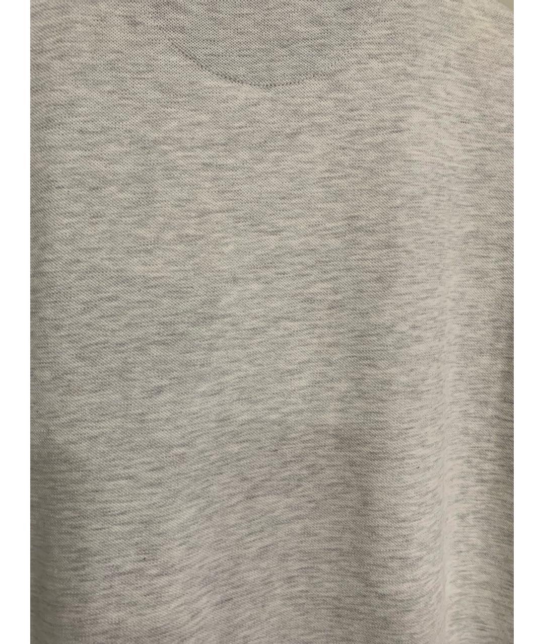 BRUNELLO CUCINELLI Серое хлопковое поло с коротким рукавом, фото 3