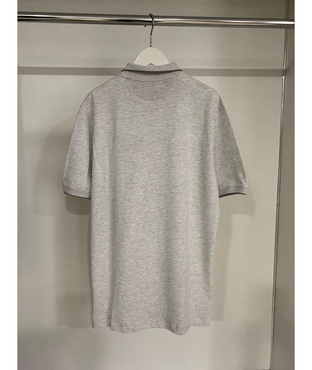 BRUNELLO CUCINELLI Серое хлопковое поло с коротким рукавом, фото 2