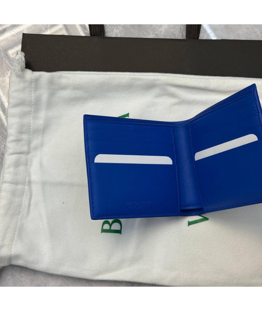 BOTTEGA VENETA Синий кожаный кошелек, фото 3