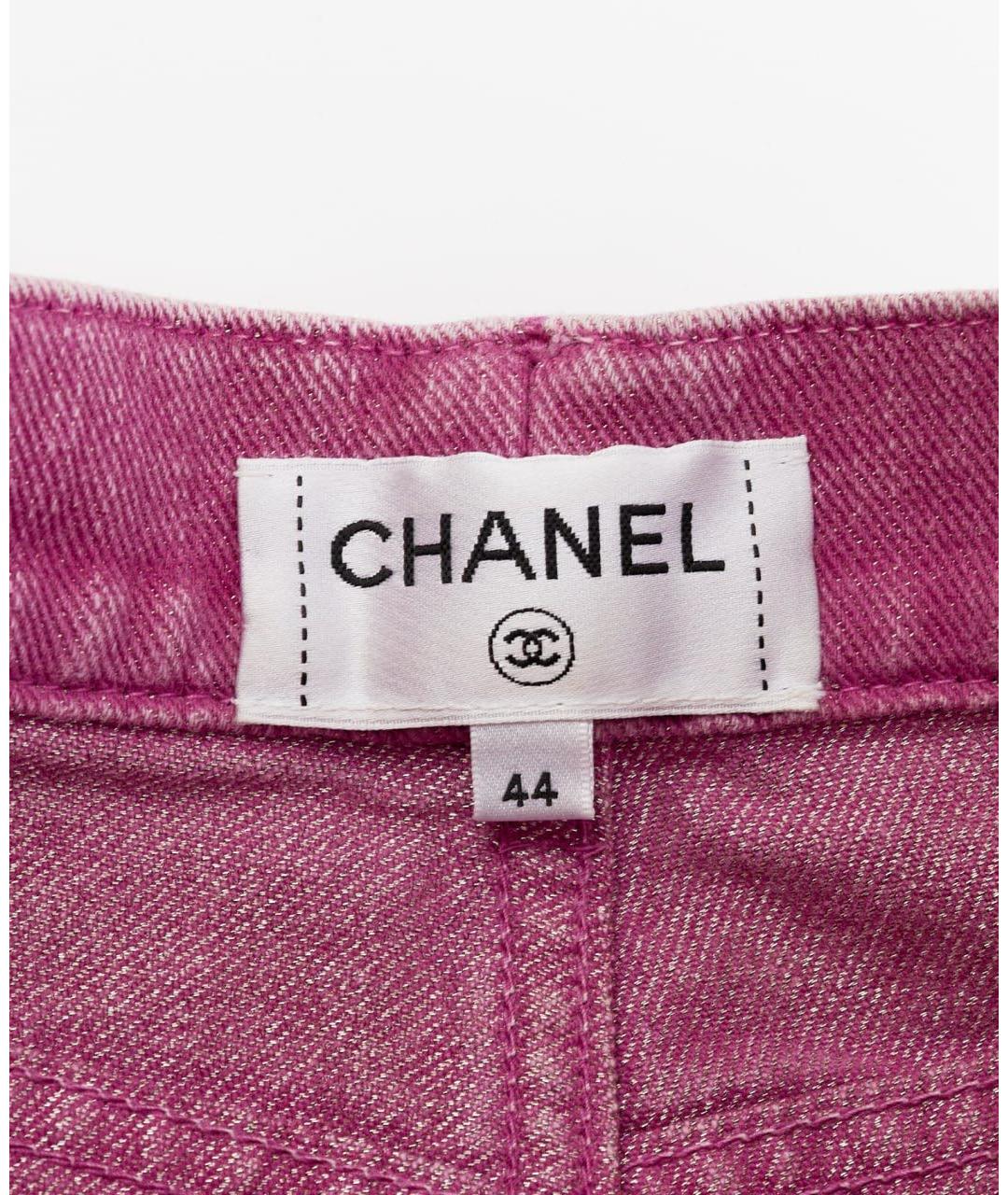 CHANEL Розовые хлопковые прямые джинсы, фото 2