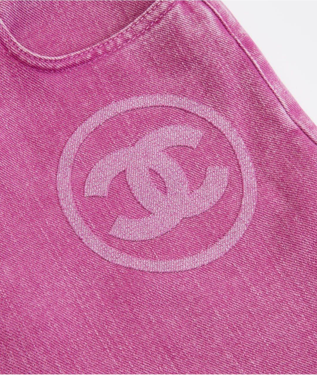 CHANEL Розовые хлопковые прямые джинсы, фото 4