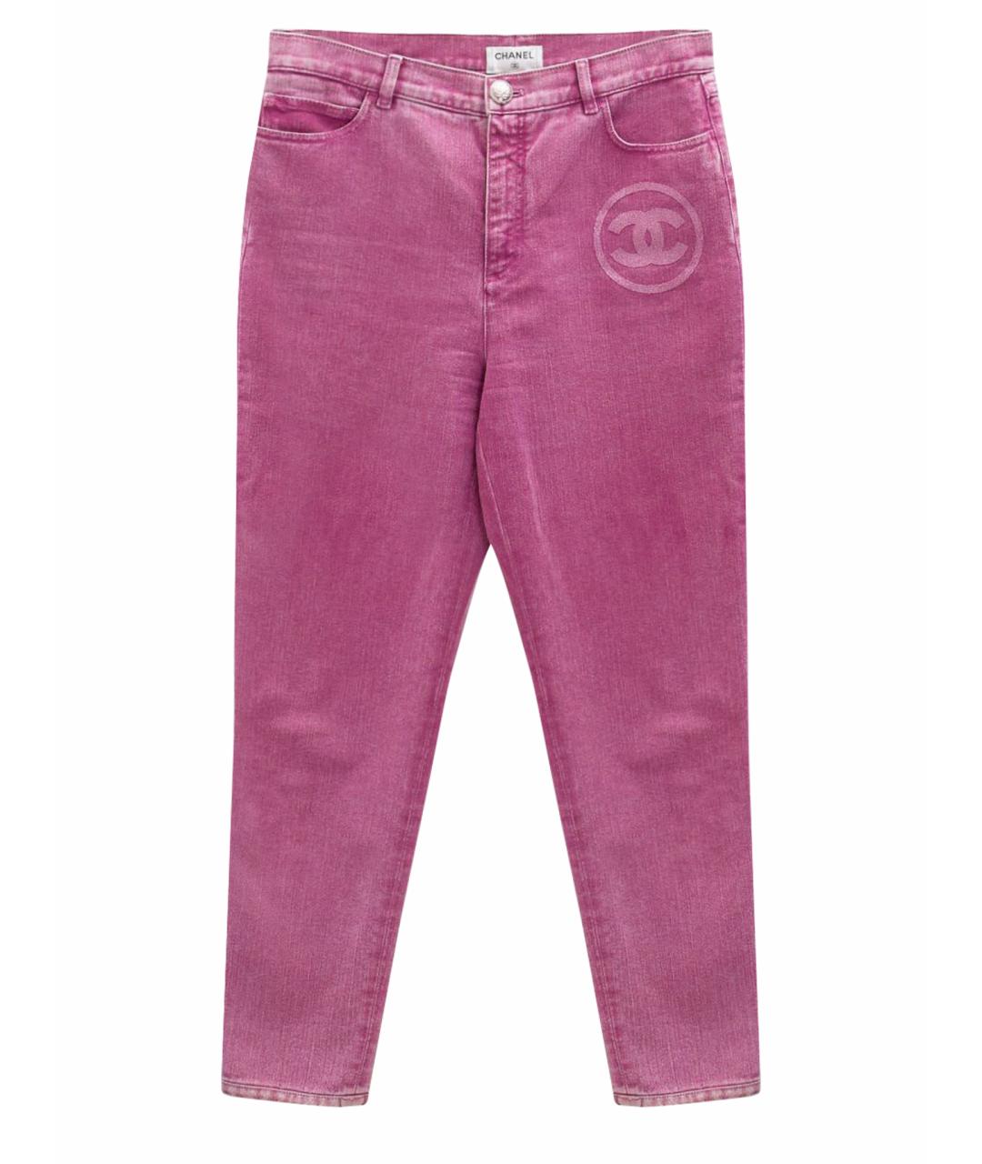 CHANEL Розовые хлопковые прямые джинсы, фото 1