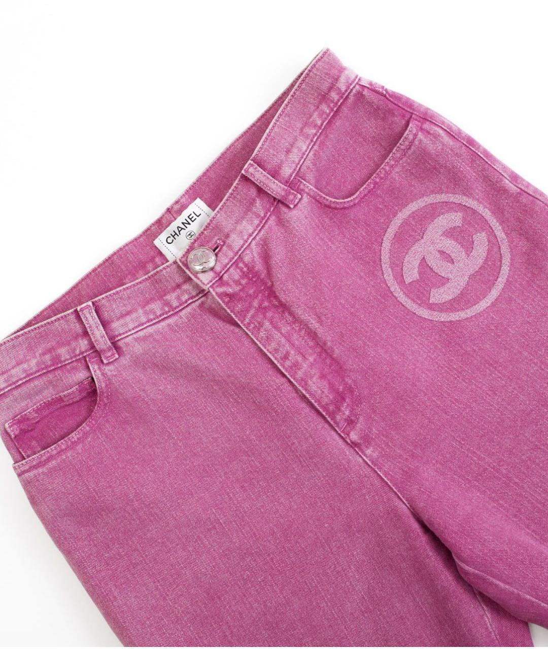 CHANEL Розовые хлопковые прямые джинсы, фото 3