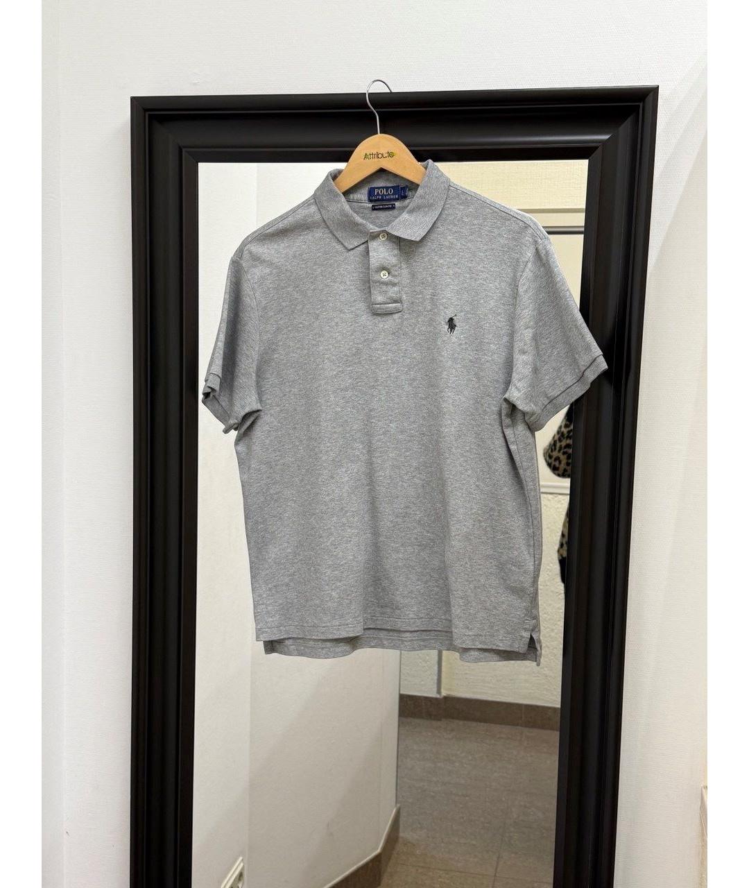 POLO RALPH LAUREN Серое хлопковое поло с коротким рукавом, фото 8