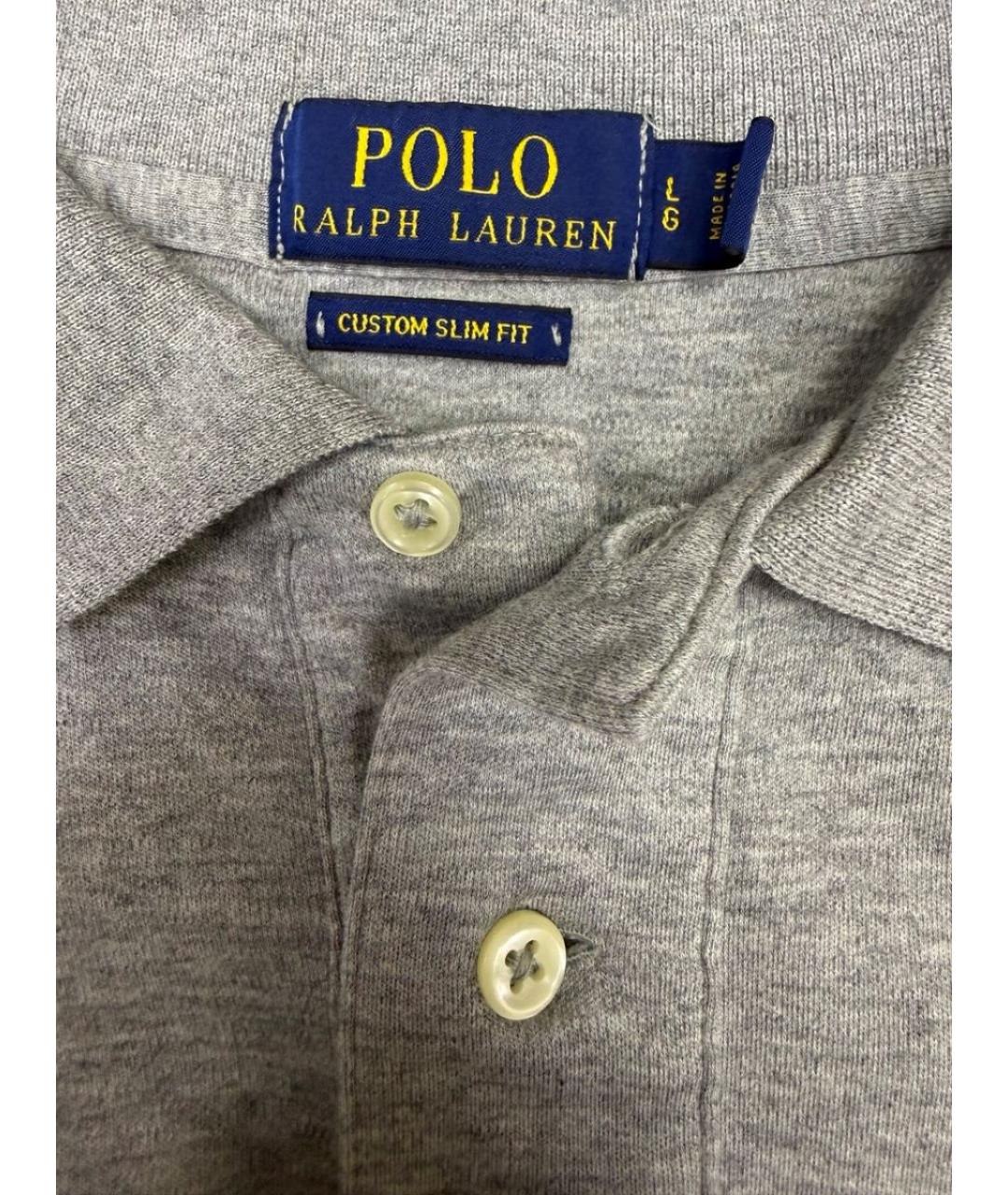 POLO RALPH LAUREN Серое хлопковое поло с коротким рукавом, фото 3