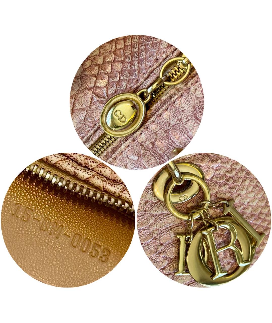 CHRISTIAN DIOR Розовая сумка через плечо из экзотической кожи, фото 6