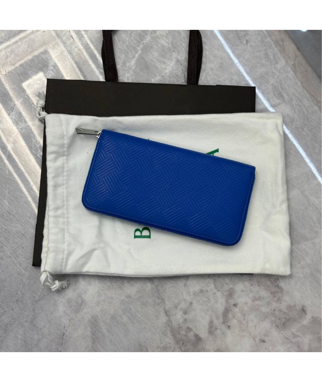 BOTTEGA VENETA Синий кожаный кошелек, фото 3