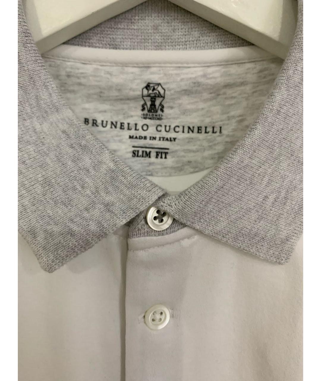 BRUNELLO CUCINELLI Белое хлопковое поло с коротким рукавом, фото 4