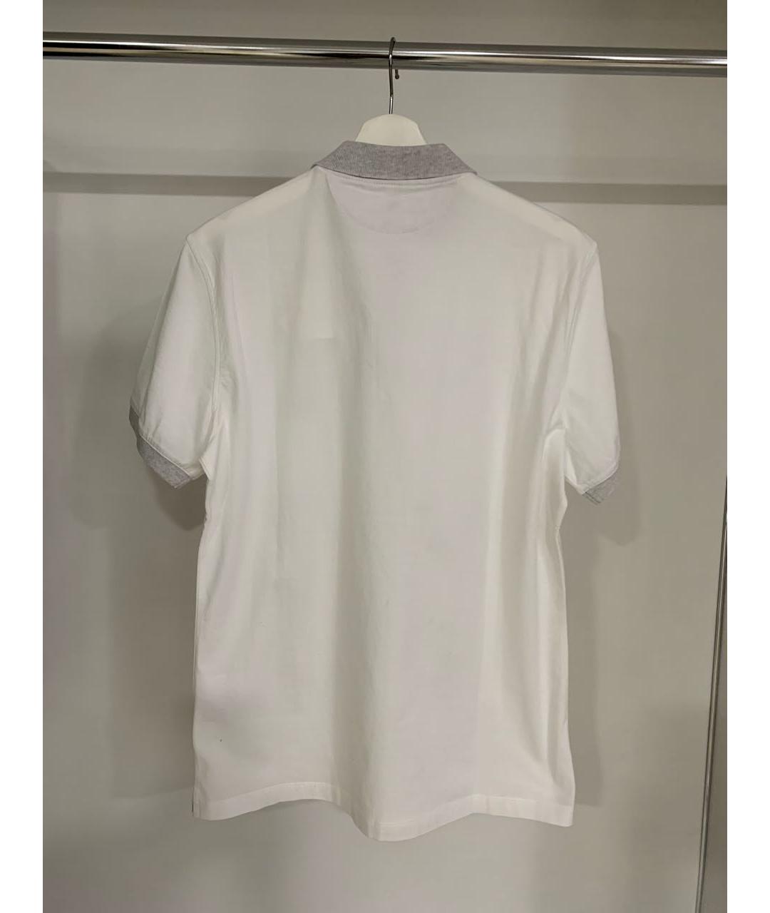 BRUNELLO CUCINELLI Белое хлопковое поло с коротким рукавом, фото 2