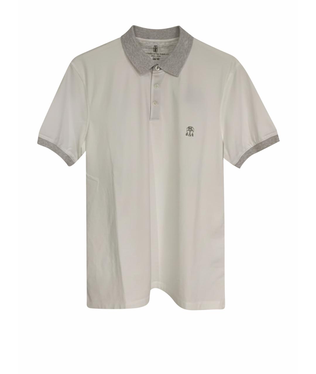 BRUNELLO CUCINELLI Белое хлопковое поло с коротким рукавом, фото 1