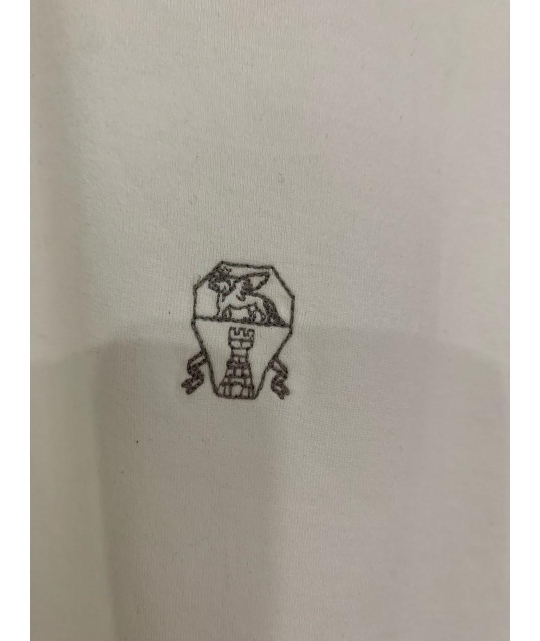 BRUNELLO CUCINELLI Белое хлопковое поло с коротким рукавом, фото 3