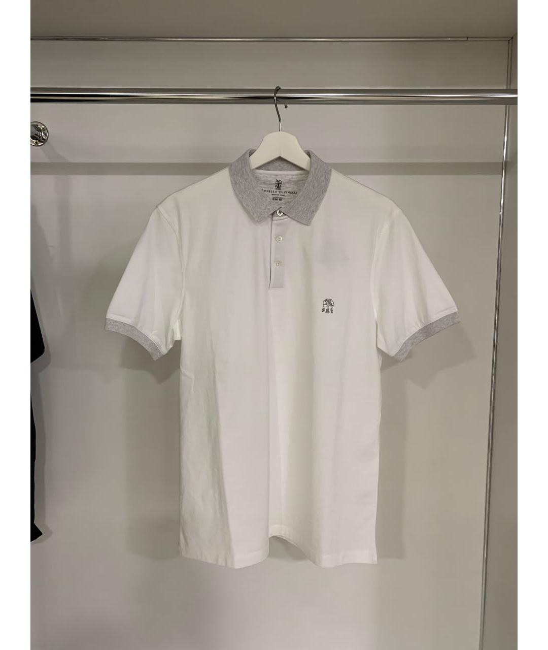 BRUNELLO CUCINELLI Белое хлопковое поло с коротким рукавом, фото 6