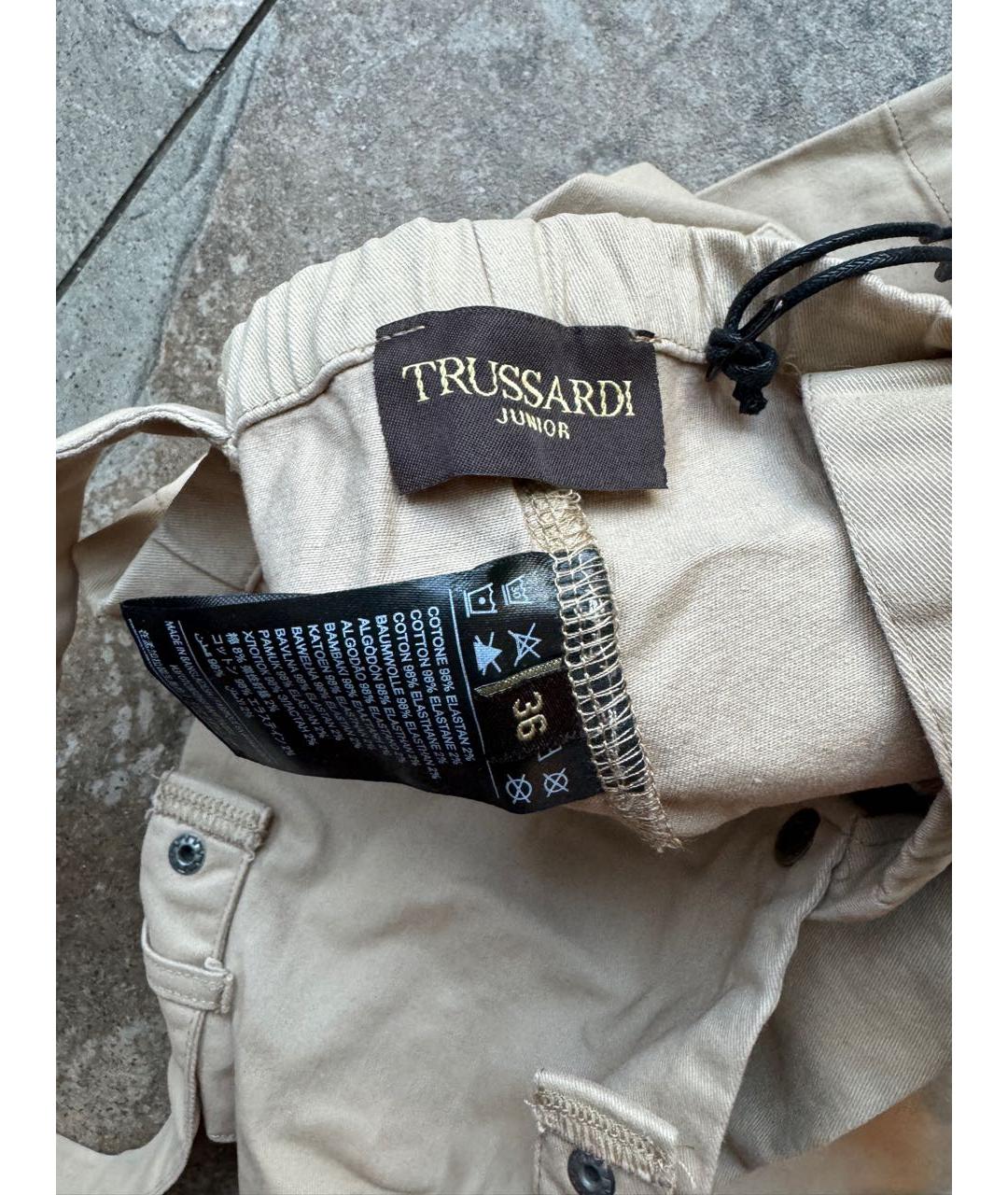 TRUSSARDI Бежевые хлопковые брюки и шорты, фото 3