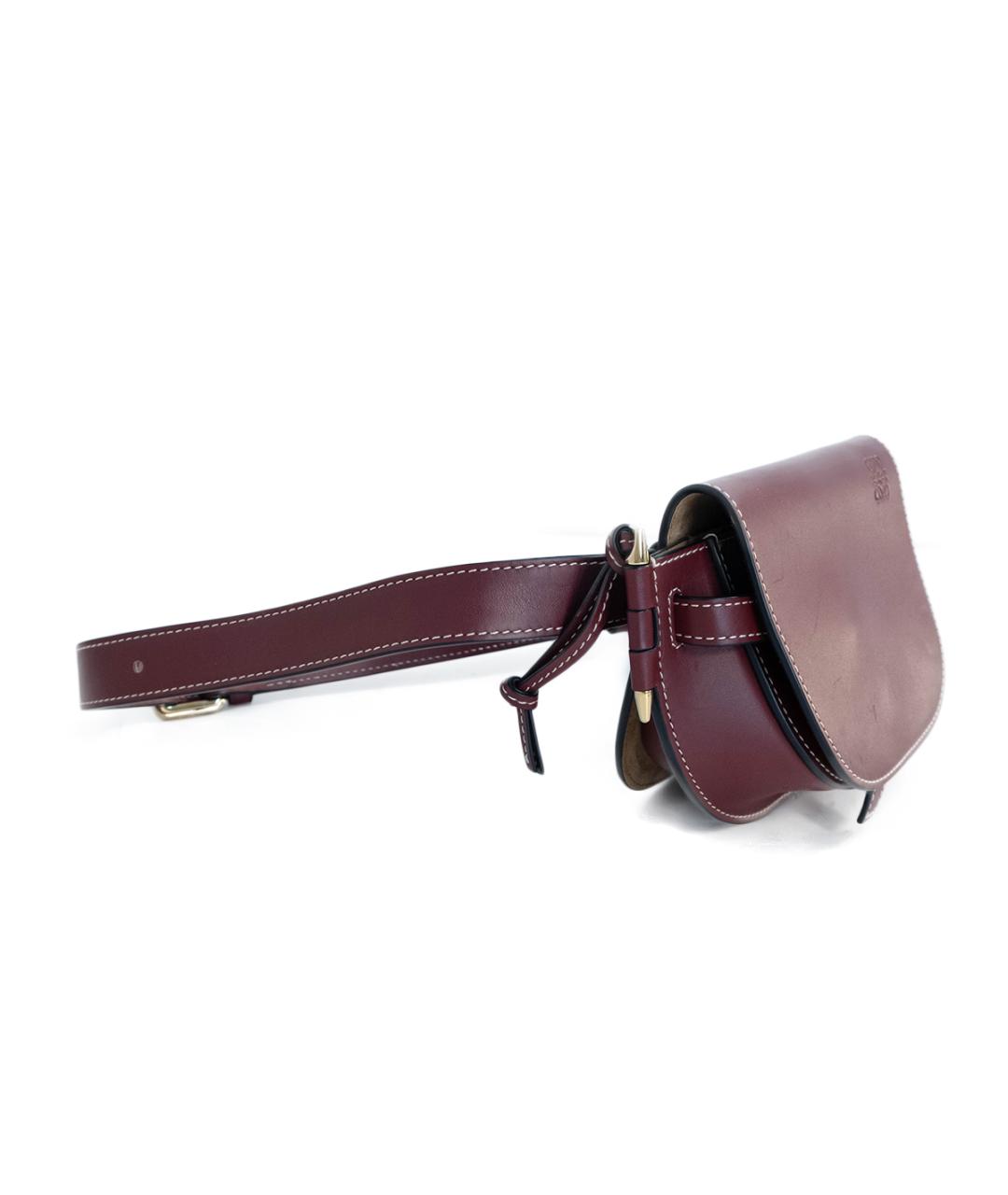 LOEWE Бордовая кожаная поясная сумка, фото 2