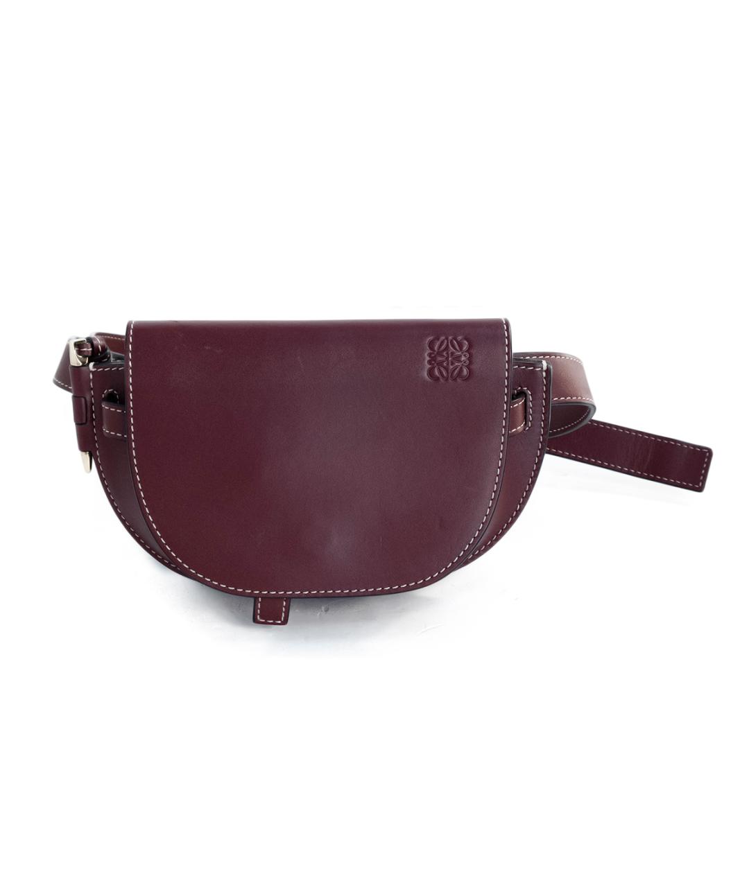 LOEWE Бордовая кожаная поясная сумка, фото 6