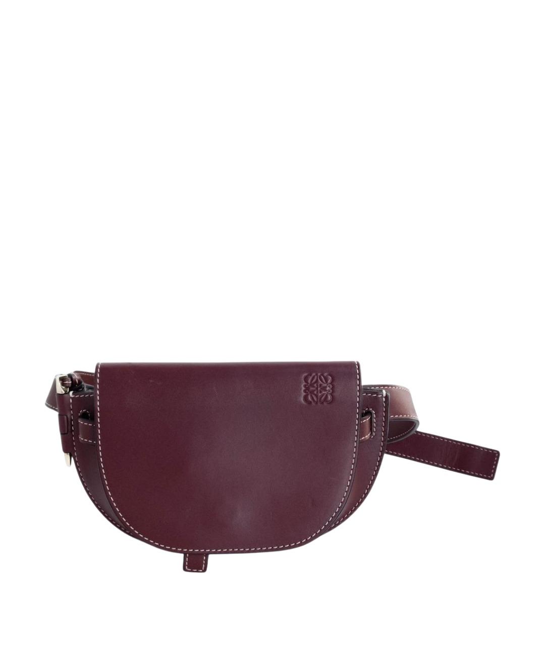 LOEWE Бордовая кожаная поясная сумка, фото 1