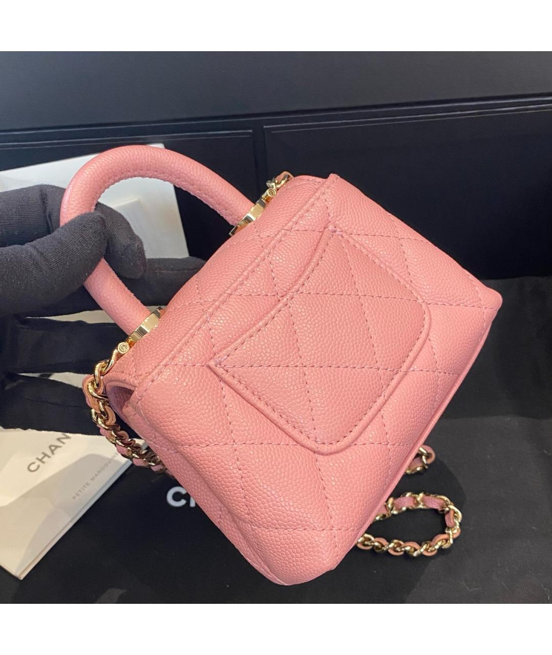 CHANEL Розовая кожаная сумка через плечо, фото 6
