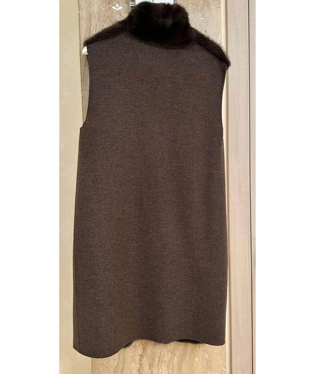 MANZONI 24 Коричневый меховой жилет, фото 2