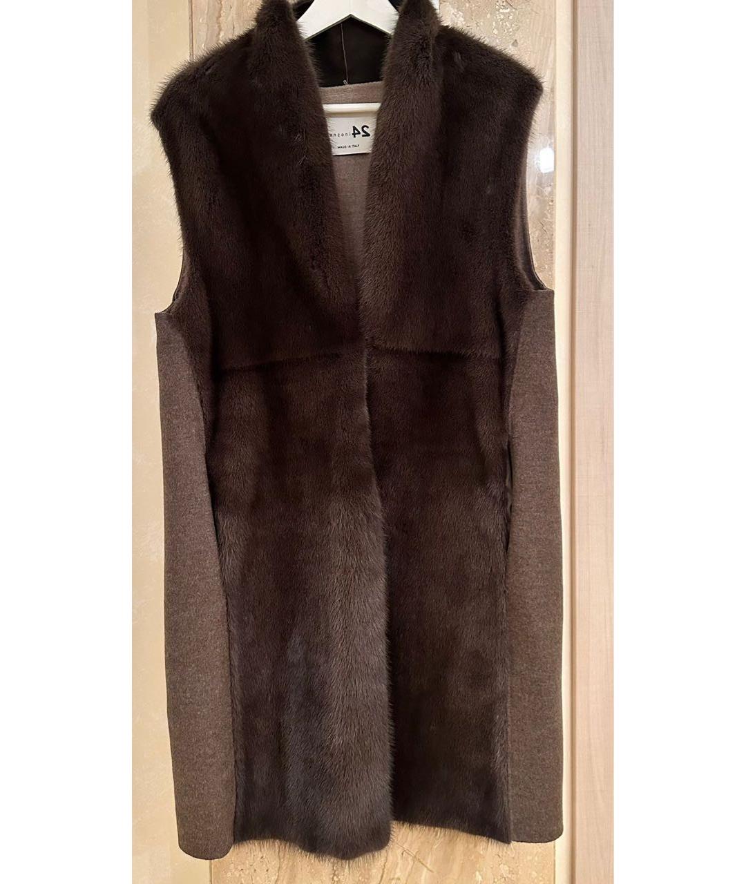 MANZONI 24 Коричневый меховой жилет, фото 7